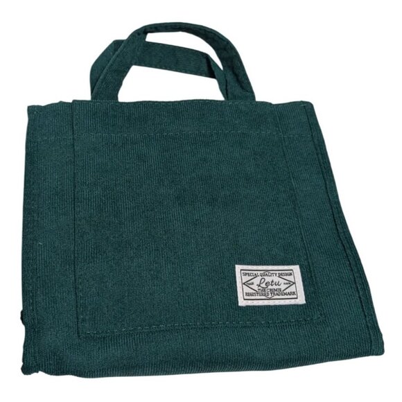 Letu Green Corduroy Mini Tote Bag Adjustable Shoulder Strap, Magnetic Closure - Picture 1 of 8